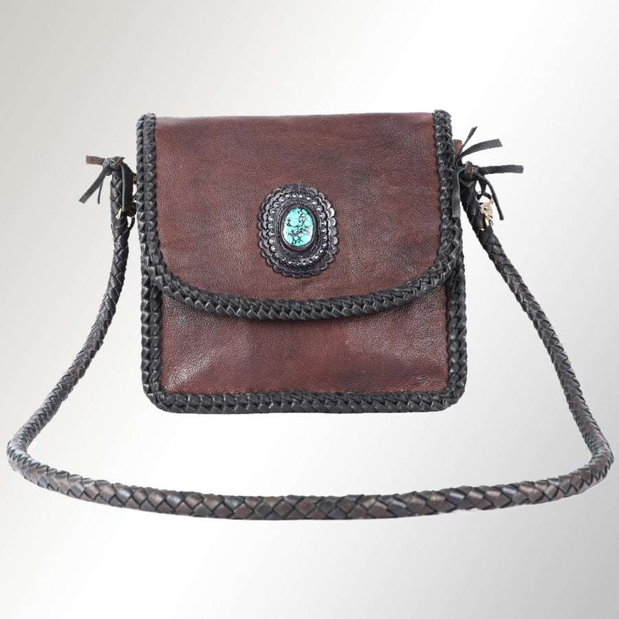 American Darling Cross body Bag Western Genuine Leather Handcrafted Purse with Turquoise Stone and YKK Zipper