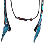 Hilason Western Horse Floral Hand Painted Genuine Leather Headstall Blue