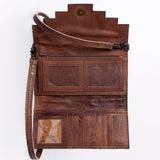 American Darling Wallet, Hair-On Cowhide & Hand Tooled Floral Leather, Genuine Vegetable-Tanned Western Leather Clutch