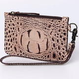 American Darling Crocodile Embossed Western Leather Wristlet Bag - Uhorse