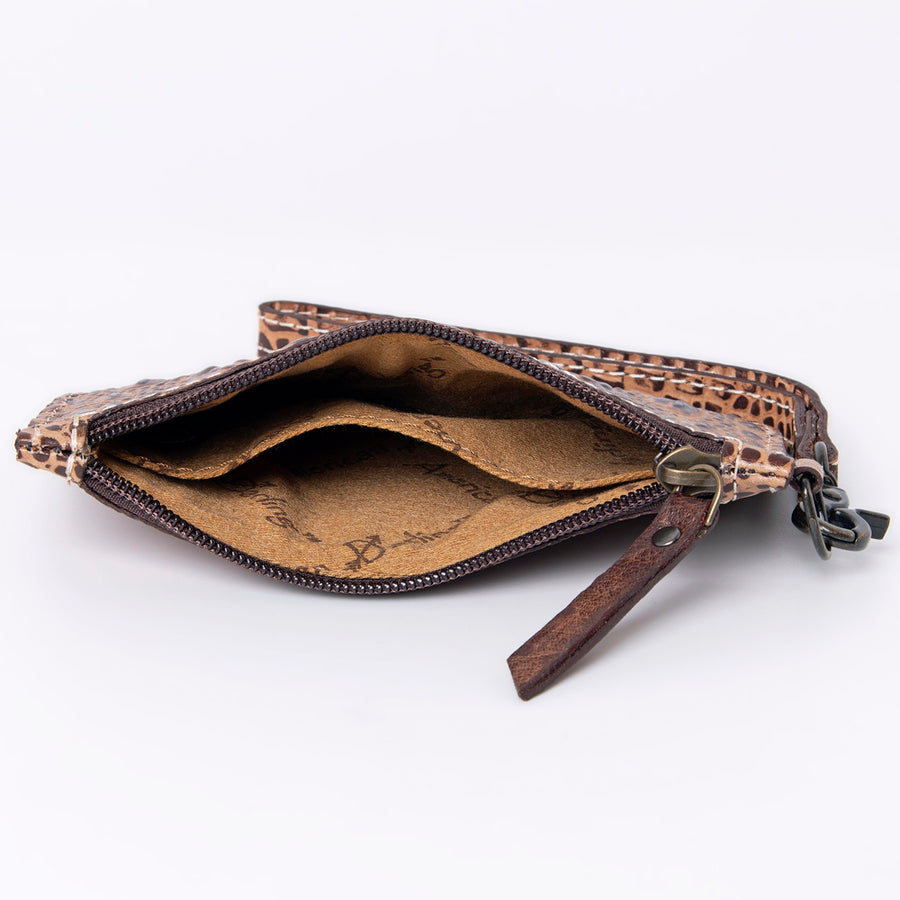 American Darling Western Leather Wristlet Bag, Crocodile Embossed Full Grain Genuine Leather, Eco-Friendly Artisan Clutch