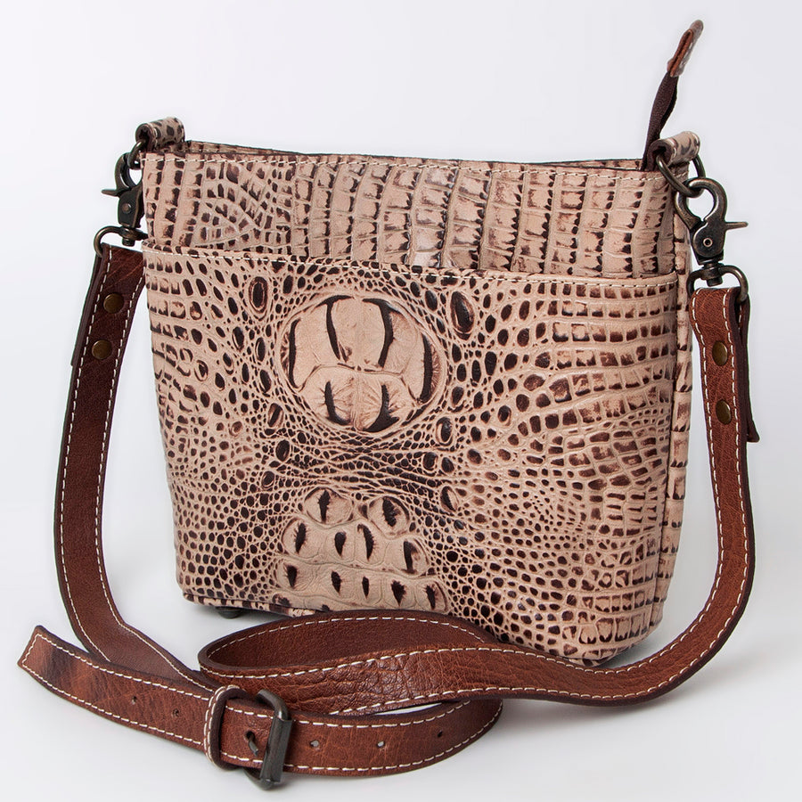 American Darling Crocodile Embossed Western Leather Cross body Bag - Uhorse