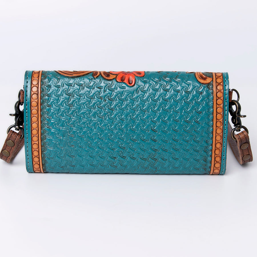 American Darling Wallet, Hand Tooled Genuine Vegetable-Tanned Leather, Western Handcrafted Tooled Crossbody Wallet for Women