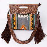 American Darling Clutch Hand Tooled Saddle Blanket Fabric Genuine