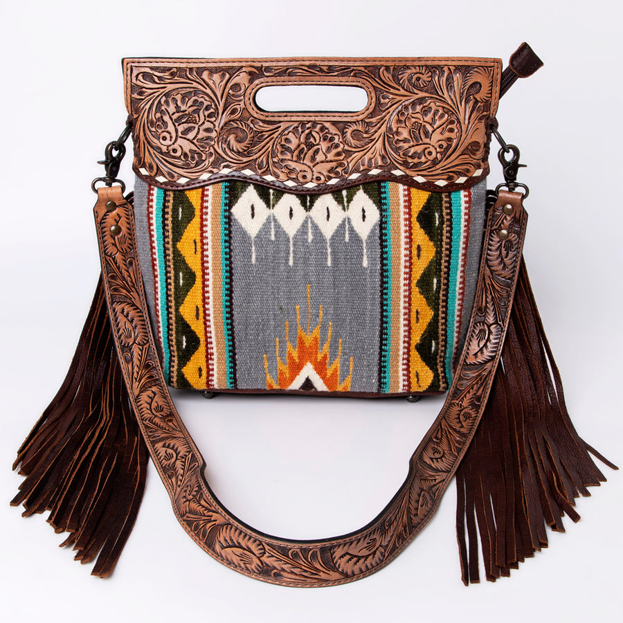 American Darling Clutch Hand Tooled Saddle Blanket Fabric Genuine Leather Western Women Bag Handbag Purse | Purses for Cute