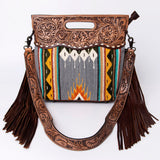 American Darling Clutch Hand Tooled Saddle Blanket Fabric Genuine Leather Western Women Bag Handbag Purse | Purses for Cute