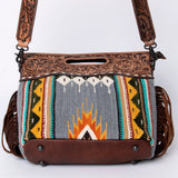 American Darling Clutch Hand Tooled Saddle Blanket Fabric Genuine Leather Western Women Bag Handbag Purse | Purses for Cute