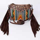 American Darling CrossBody Bag Saddle Blanket Fabric Genuine Leather Western Women Handbag Purse | for Cute Travel