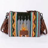 American Darling CrossBody Bag Saddle Blanket Fabric Genuine Leather Western Women Handbag Purse | for Cute Travel