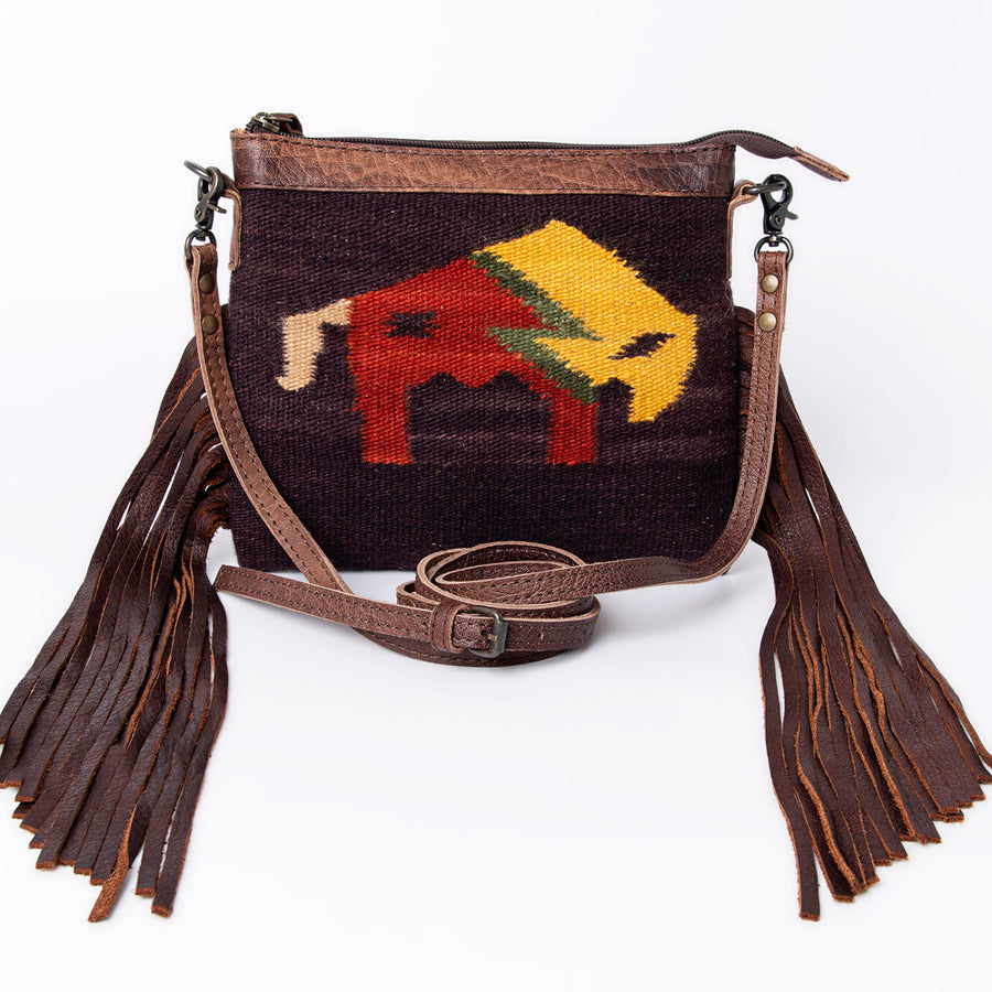 American Darling CrossBody Bag Saddle Blanket Fabric Genuine Leather Western Women Handbag Purse | for Cute Travel