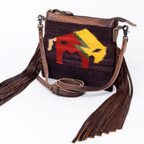 American Darling Cross body Bag with Woven Saddle Blanket and Fringes - Uhorse