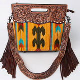 American Darling Clutch Hand Tooled Saddle Blanket Fabric Genuine