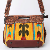 American Darling Clutch Hand Tooled Saddle Blanket Fabric Genuine