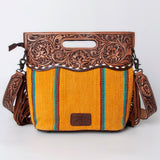 American Darling Clutch Hand Tooled Saddle Blanket Fabric Genuine