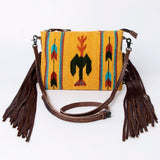 American Darling CrossBody Bag Saddle Blanket Fabric Genuine Leather Western Women Handbag Purse | for Cute Travel
