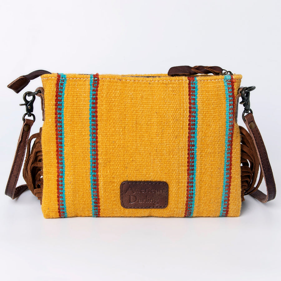American Darling CrossBody Bag Saddle Blanket Fabric Genuine Leather Western Women Handbag Purse | for Cute Travel