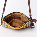 American Darling CrossBody Bag Saddle Blanket Fabric Genuine Leather Western Women Handbag Purse | for Cute Travel