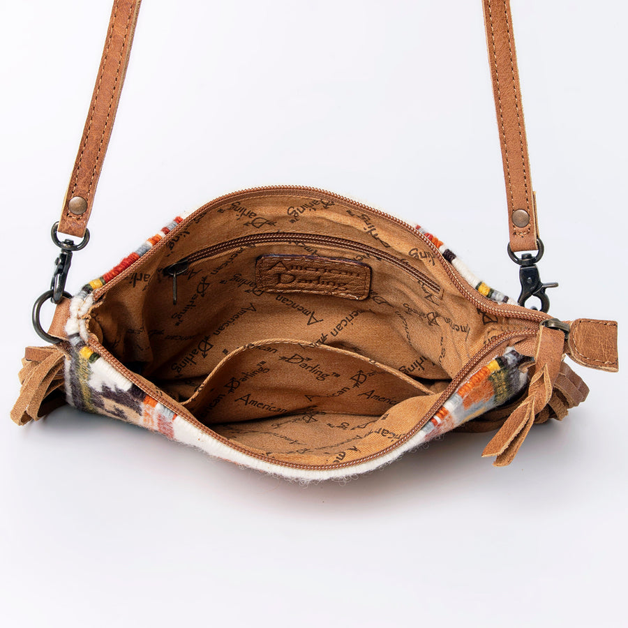 American Darling CrossBody Bag Saddle Blanket Fabric Genuine Leather Western Women Handbag Purse | for Cute Travel