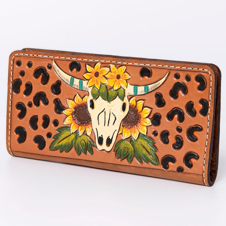 American Darling Hand Tooled Floral Leather Western Clutch Bag - Uhorse