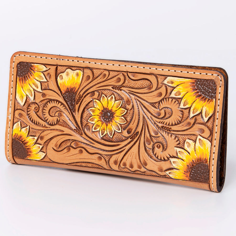 American Darling Hand Tooled Floral Leather Western Clutch Bag - Uhorse