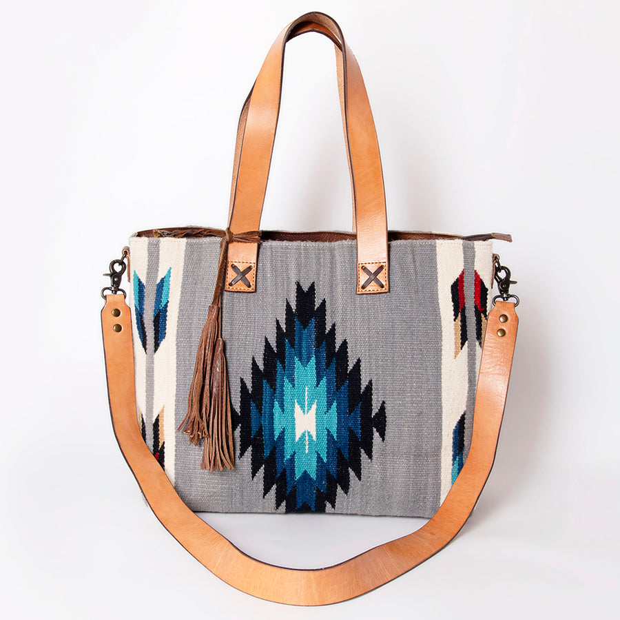 American Darling Tote Bag Hand Woven Saddle Blanket Genuine Leather Western Purse Large Shoulder Bag with YKK Zipper