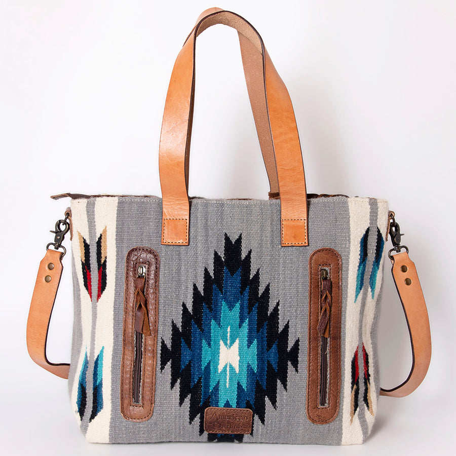 American Darling Tote Bag Hand Woven Saddle Blanket Genuine Leather Western Purse Large Shoulder Bag with YKK Zipper