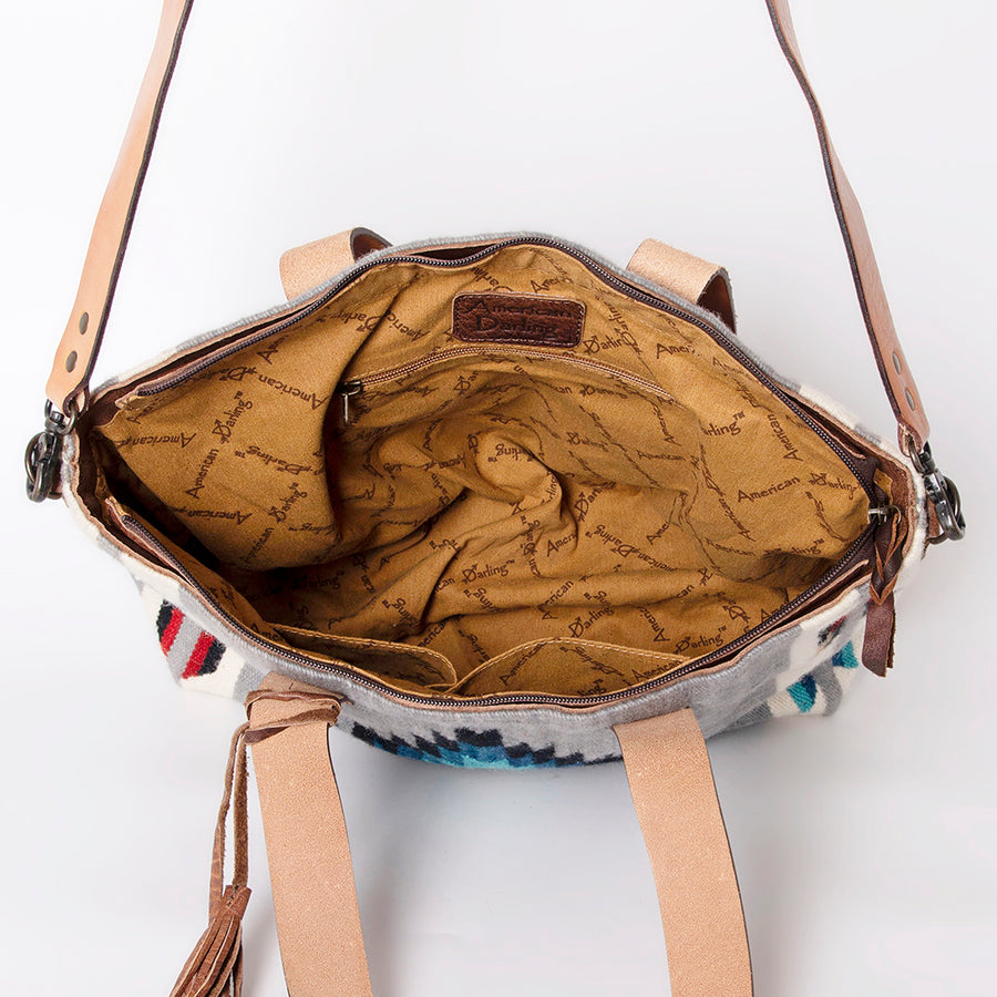 American Darling Tote Bag Hand Woven Saddle Blanket Genuine Leather Western Purse Large Shoulder Bag with YKK Zipper