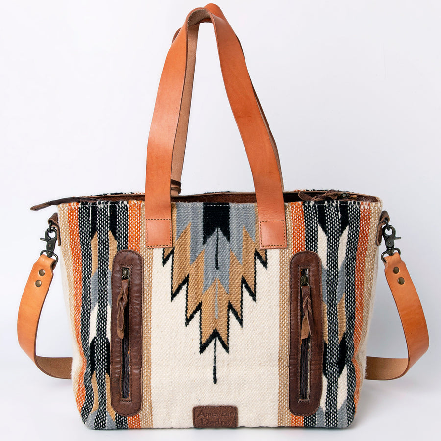 American Darling Tote Bag Hand Woven Saddle Blanket Genuine Leather Western Purse Large Shoulder Bag with YKK Zipper