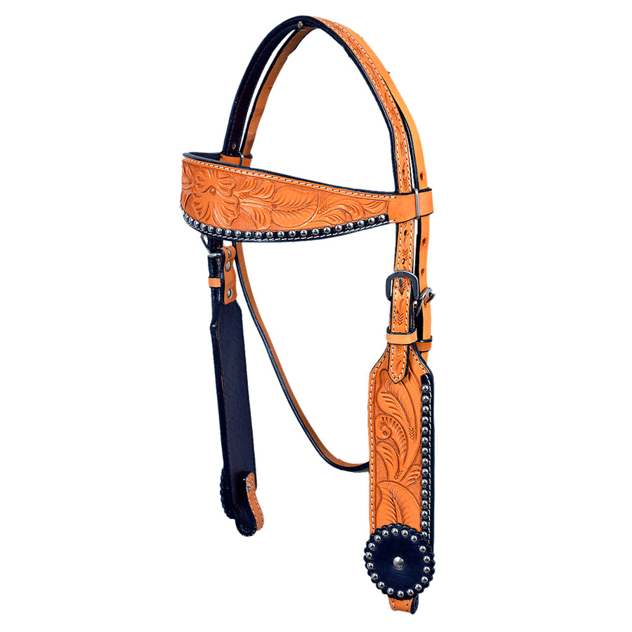 HILASON Western Horse Genuine Leather Headstall Breast Collar Saddle Tan