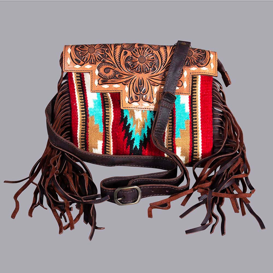 American Darling Floral Women Crossbody Saddle Blanket Genuine Leather Handbag Purse Bag - Uhorse