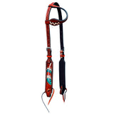Bar H Equine Genuine Western American Leather Horse Headstall and Breast Collar Set - Uhorse