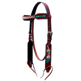 Bar H Equine American Leather Horse Saddle Tack One Ear Headstall | Breast Collar | Browband Headstall | Spur Straps | Wither Strap | Tack Set BER388