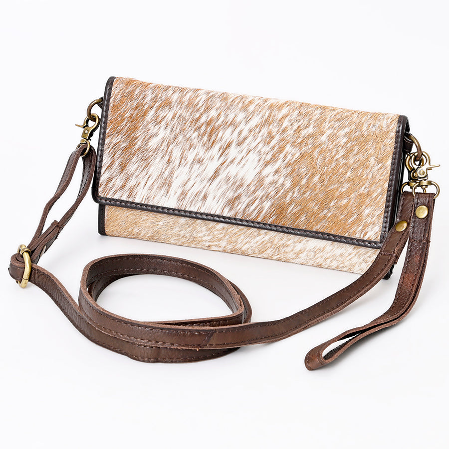 Leopard print calf hair and brown leather crossbody bag - Uhorse