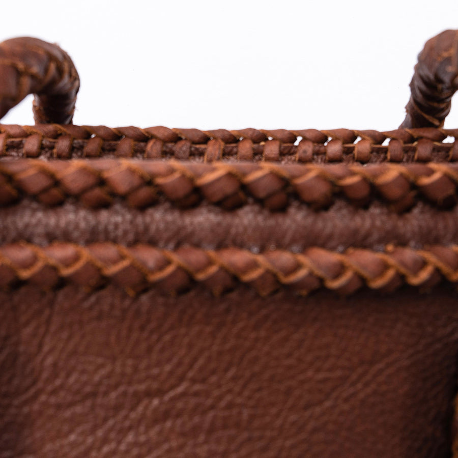 American Darling Tote Bag, Handcrafted Genuine Vegetable-Tanned Leather Western Purse with Braided Handles & Fringes
