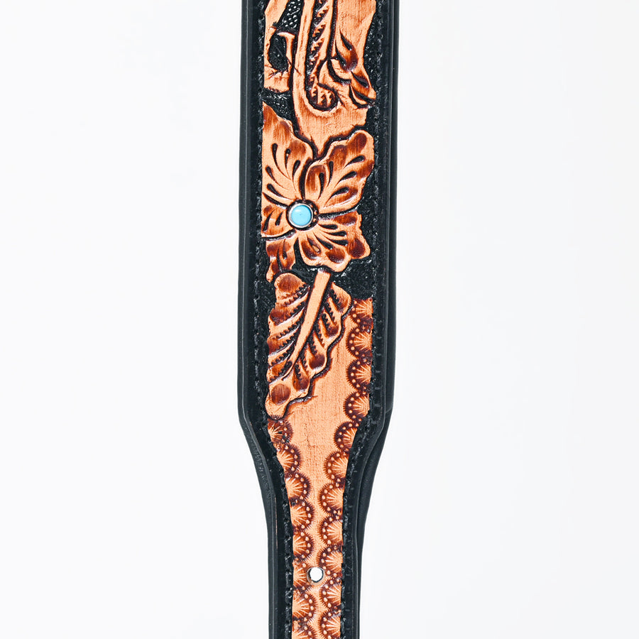HILASON Western Genuine Leather Heavy Duty Dog Collar Floral Tooled Tan | for Dogs Comfortable