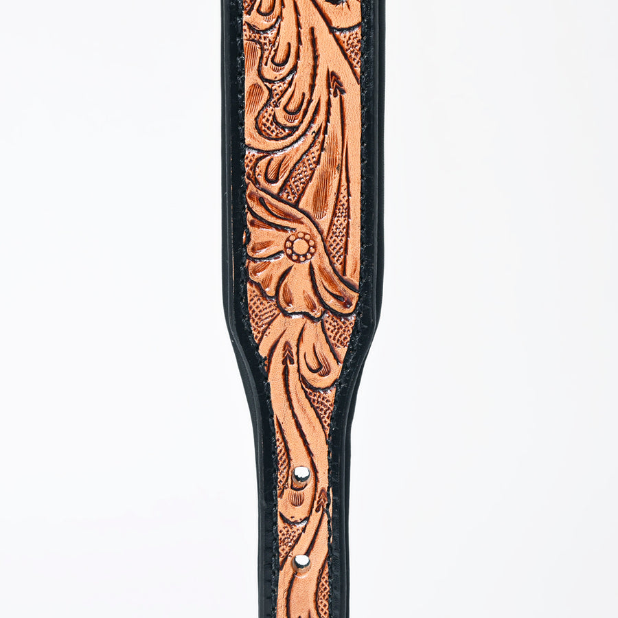 HILASON Western Genuine Leather Heavy Duty Dog Collar Floral Tooled Tan | for Dogs Comfortable