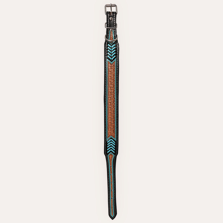 HIlason Genuine Leather Dog Collar Hand Tooled