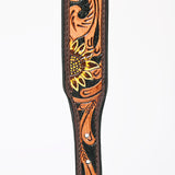 Hilason Sunflower Floral Hand Tooled Strong Genuine Leather Dog Collar Black/Brown