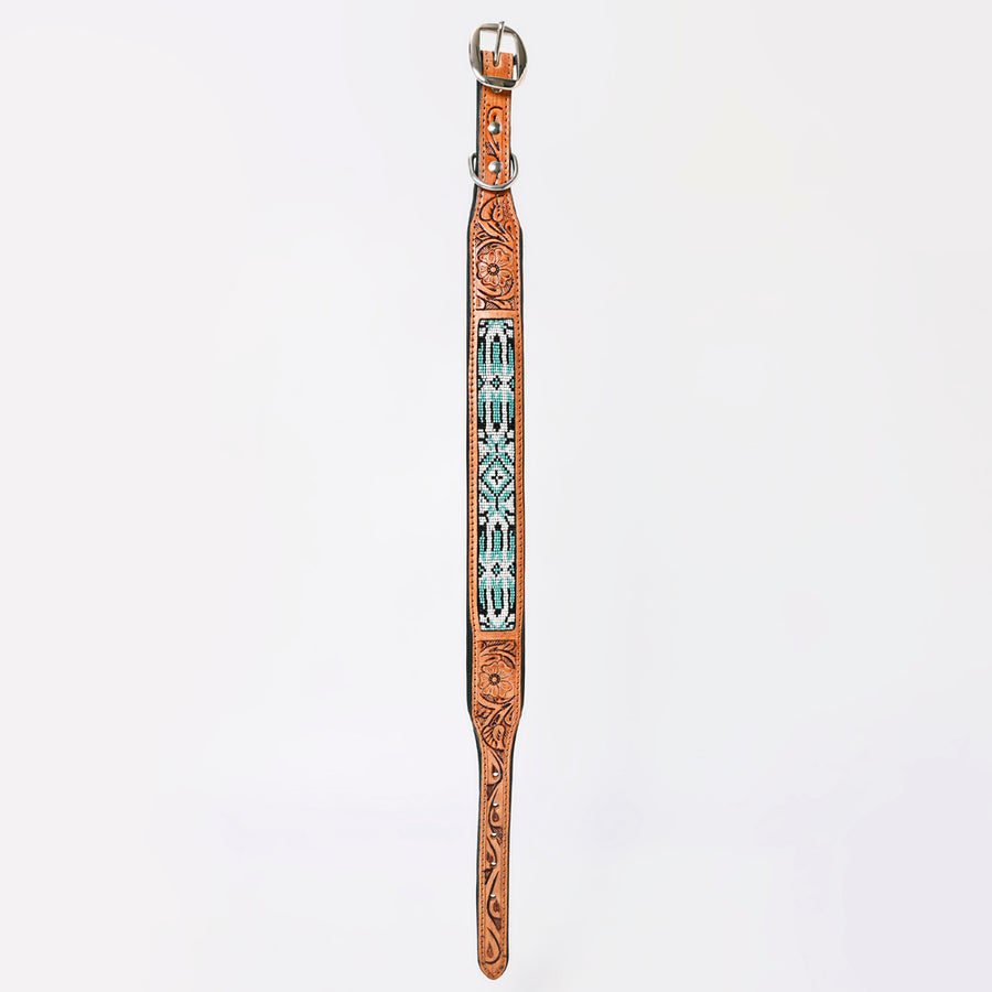 HILASON Western Style Beaded American Leather Pet Dog Collar