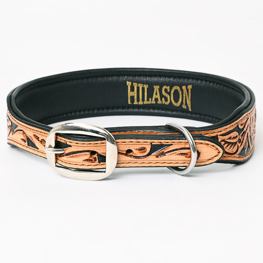 HILASON Western Style Beaded American Leather Pet Dog Collar