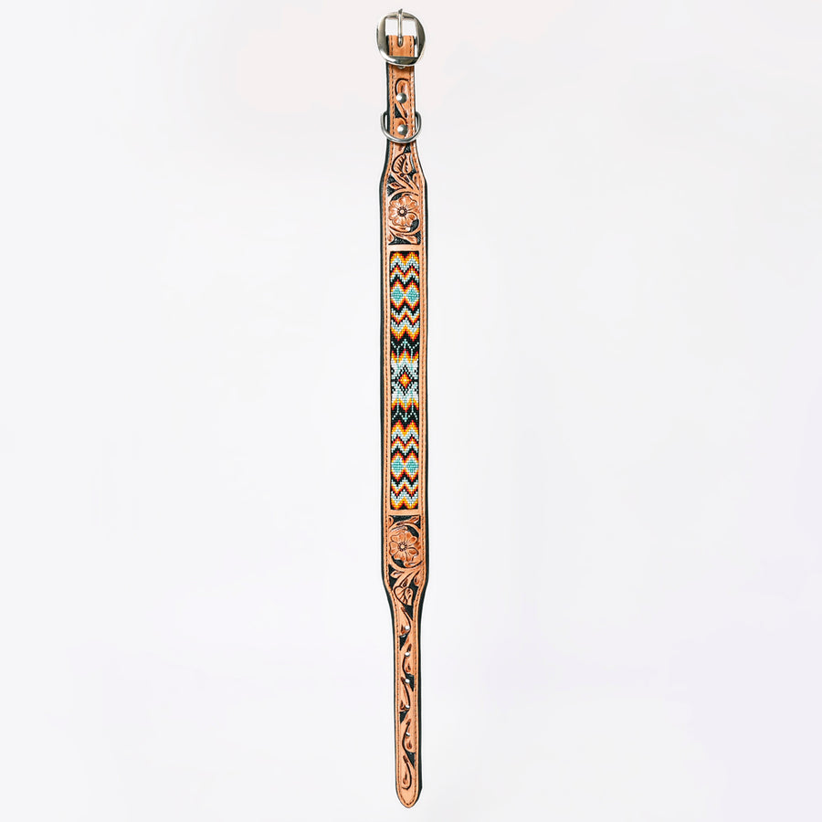 HILASON Western Style Beaded American Leather Pet Dog Collar