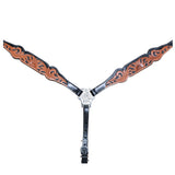 COMFYTACK W. H. Breast Collar Tk. American Leather Tan & Black Inlay – by Hilason – Cowboy and equestrian accessories