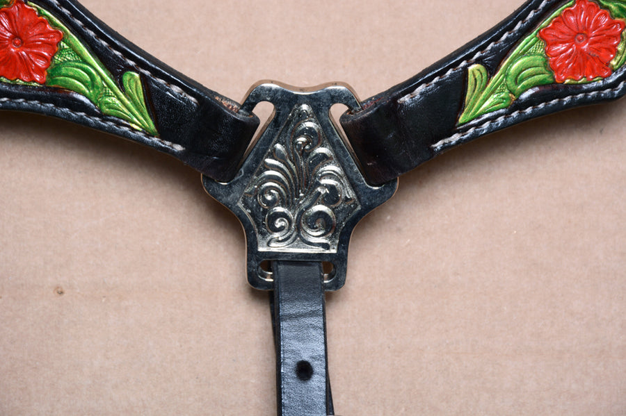COMFYTACK Western Horse Hand Painted Headstall Breast Collar Tack Genuine Leather