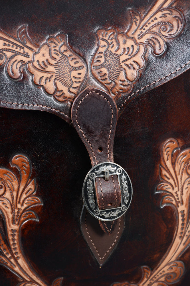 HILASON Soft Leather Horse Saddle Bag Dark Brown | Equestrian Western Adjustable Closure