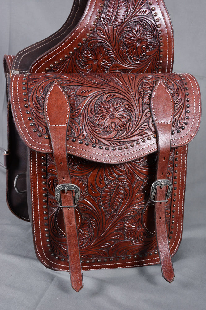 HILASON Soft Leather Horse Saddle Bag Mahogany | Equestrian Western Adjustable Closure