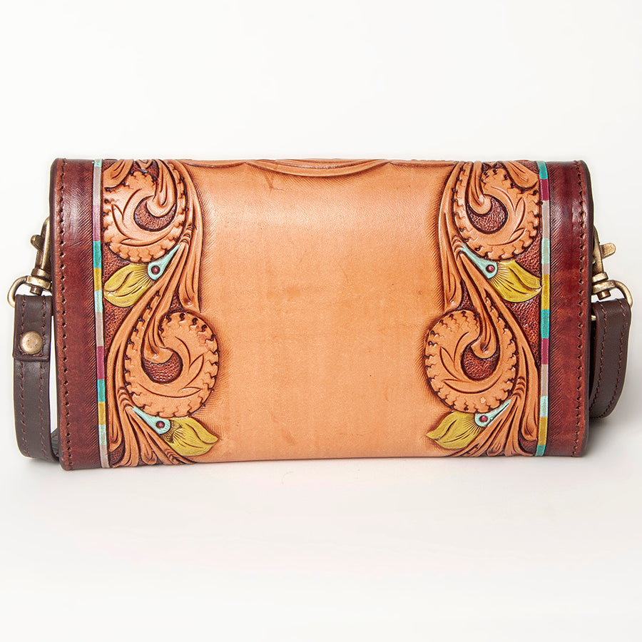 American Darling Small Cross body Bag, Hand Tooled Floral Carved Genuine Leather, Western Crossbody Wallet Purse for Women