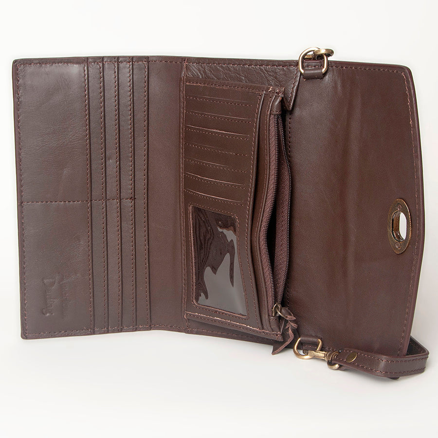 American Darling Small Cross body Bag, Hand Tooled Floral Carved Genuine Leather, Western Crossbody Wallet Purse for Women