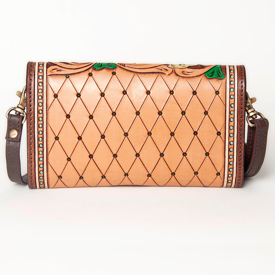 American Darling Small Cross body Bag, Hand Tooled Floral Carved Genuine Leather, Western Crossbody Wallet Purse for Women