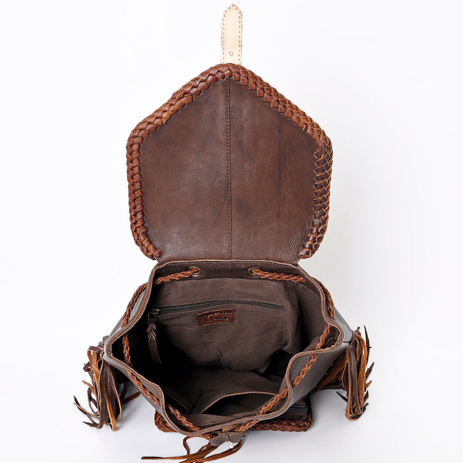 American Darling Backpack Western Genuine Leather Handcrafted Rucksack with Braided Detail and Drawstring Closure