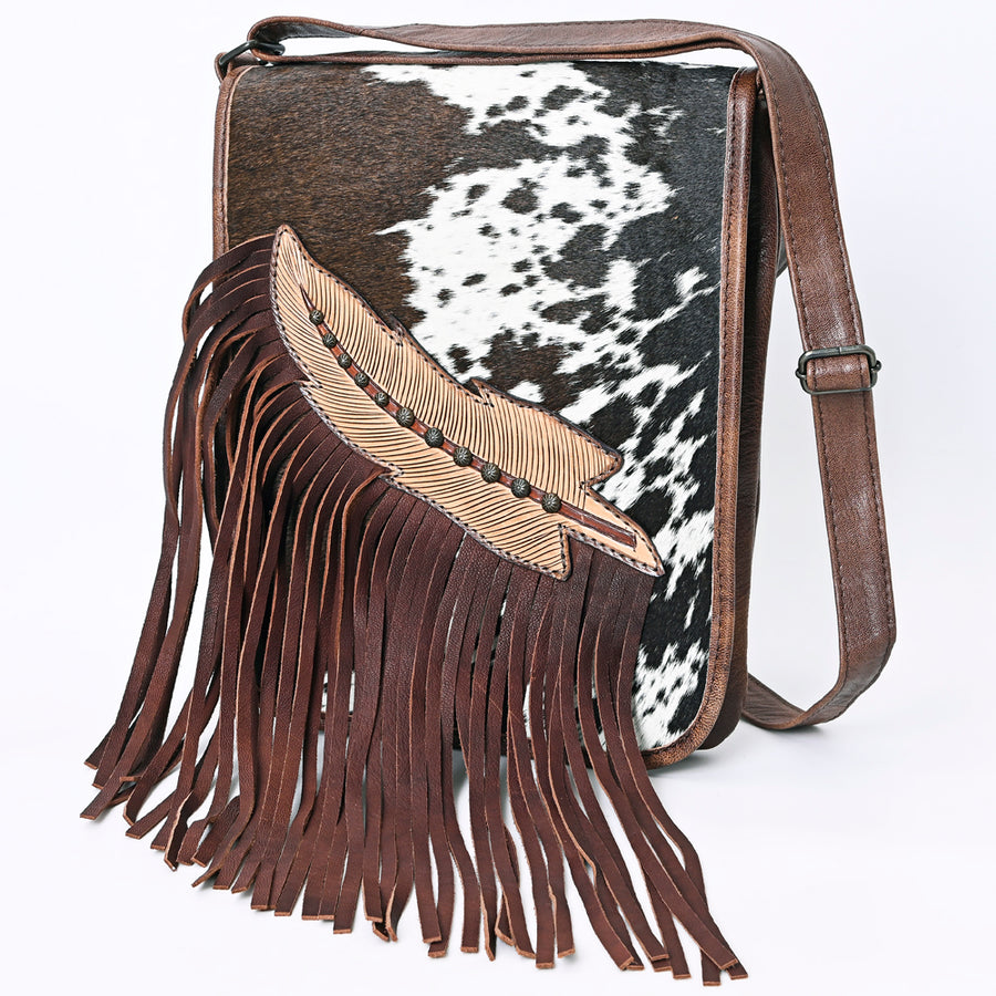 American Darling Hair-on Cowhide Fringe Chaps Bag - Western Genuine Leather Shoulder Bag - Uhorse